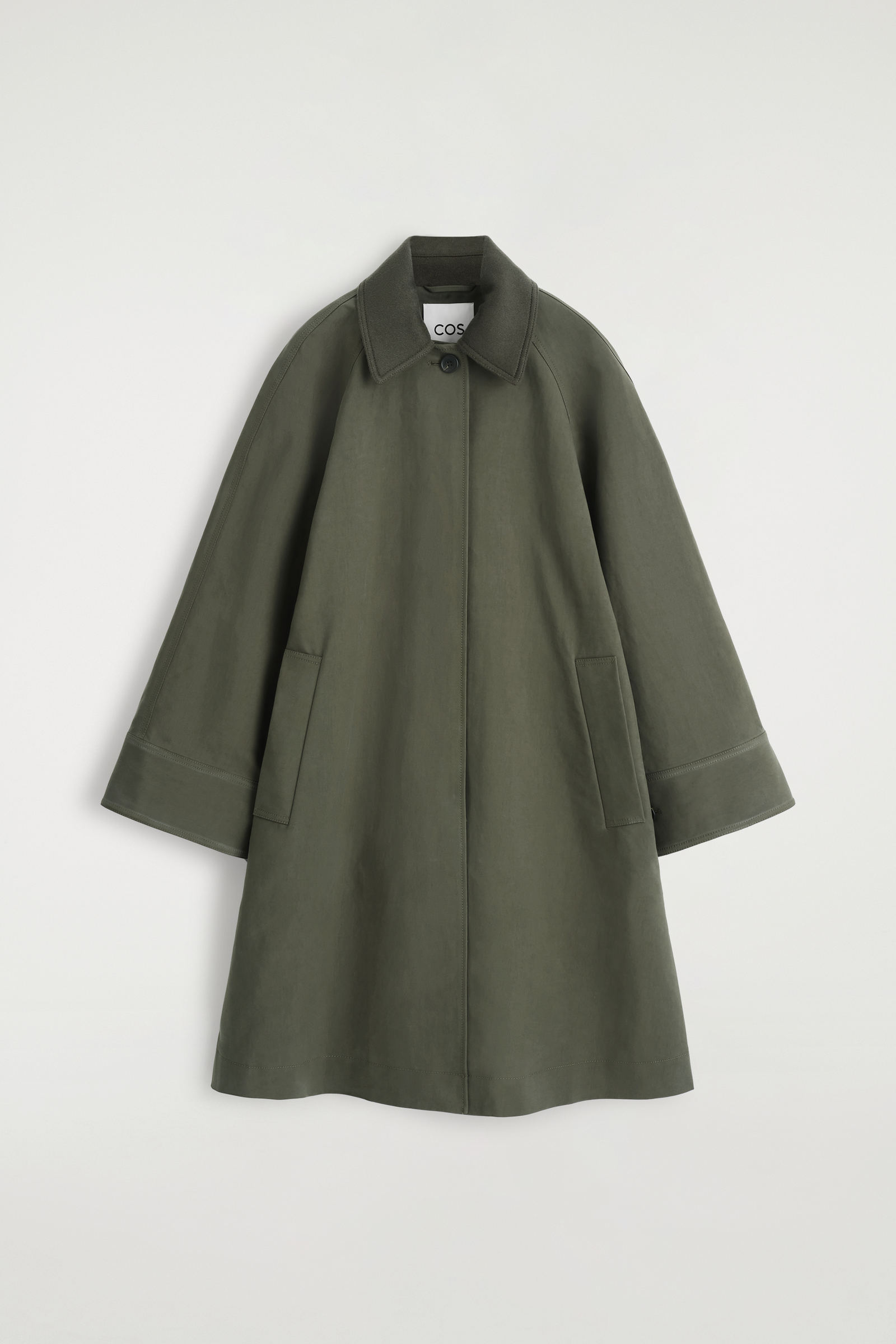 ジャケット・アウター COS Wool trimmed car coat WOOL-TRIMMED CAR COAT ウールトリムカーコート ダークカーキ｜COS