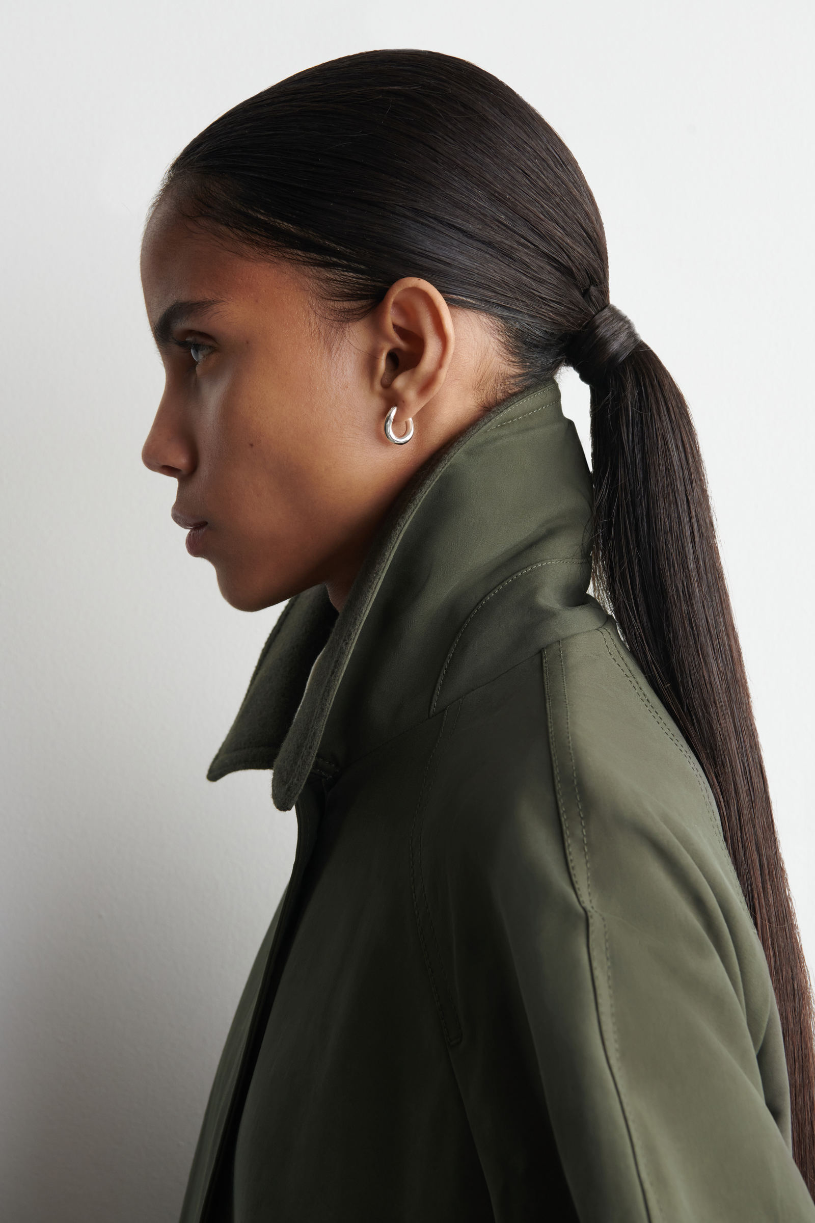 ジャケット・アウター COS Wool trimmed car coat WOOL-TRIMMED CAR COAT ウールトリムカーコート ダークカーキ｜COS