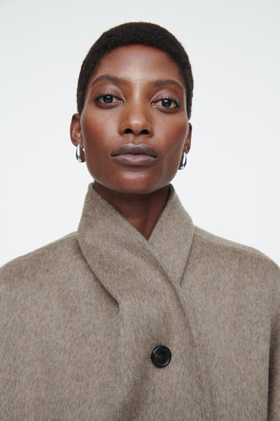 コス　COS ダブルフェイスウールピーコート XSサイズ　ダークベージュ DOUBLE-FACED WOOL PEA COAT ダブルフェイスウールピーコート ダーク