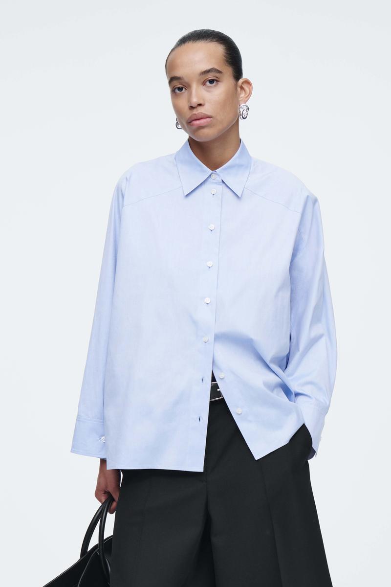 COS コス ブルー シャツ 夏 Mサイズ(EUR 37) ヨーロッパ SHEER SHIRT 