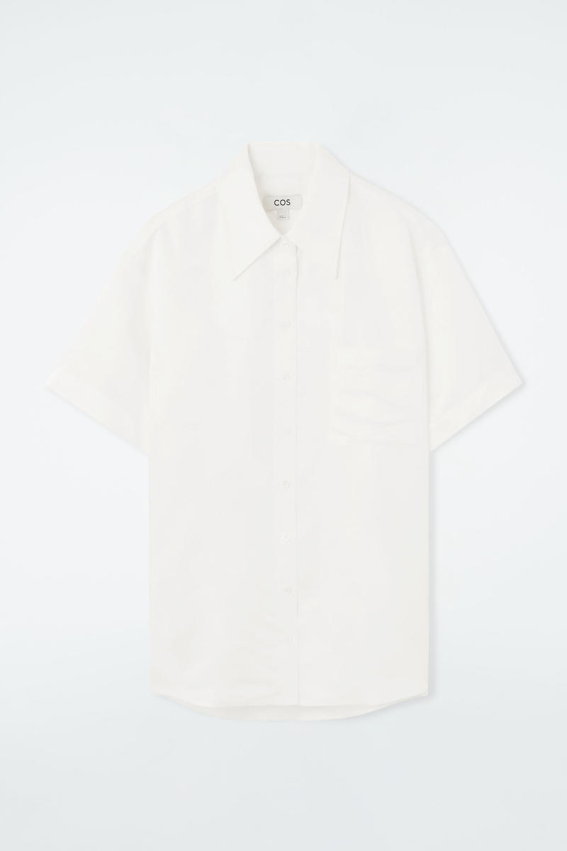 COS フローラルジャガード半袖シャツ