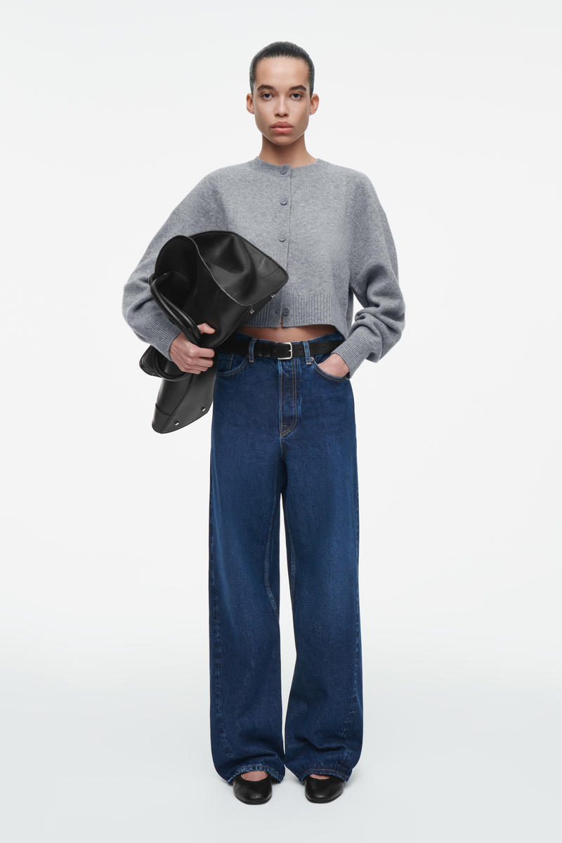 CROPPED WOOL CARDIGAN ウールショート丈カーディガン グレー