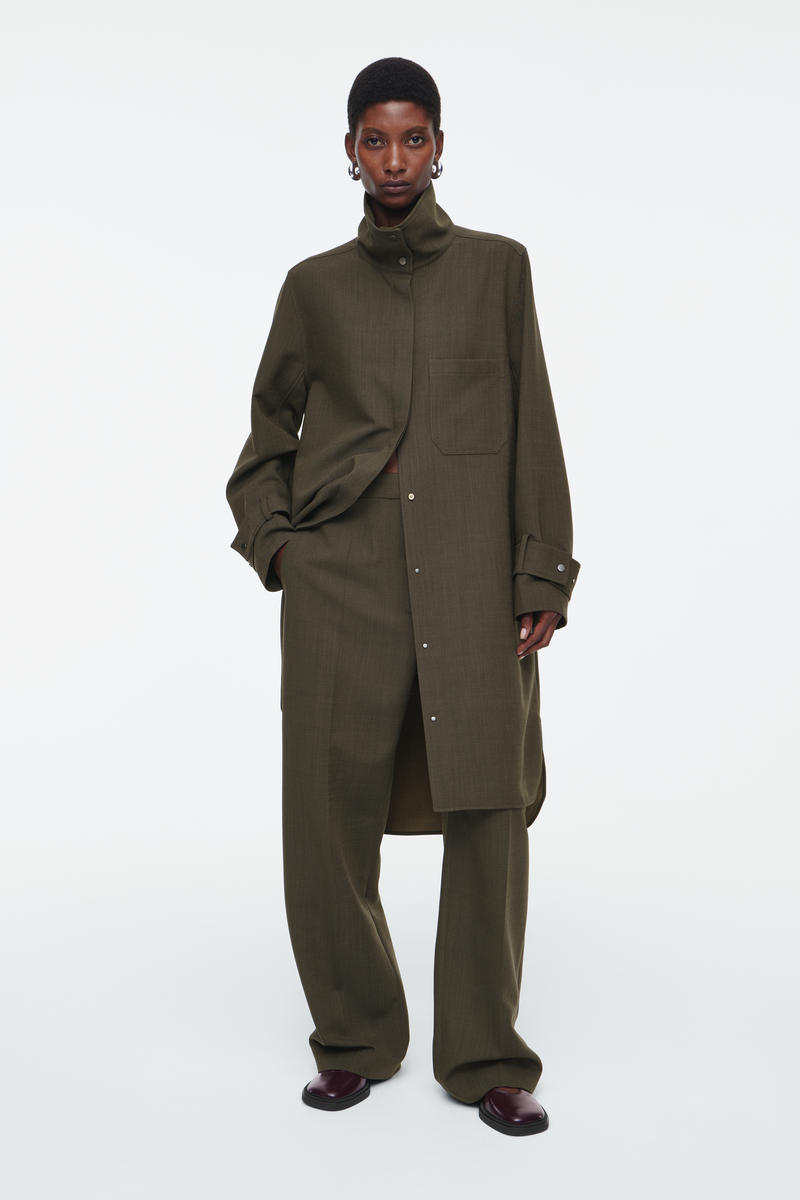 OVERSIZED WOOL-BLEND SHIRT DRESS オーバーサイズウールブレンド  