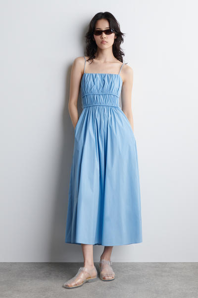 COS ギャザーウエストミディワンピース