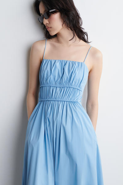 COS ギャザーウエストミディワンピース