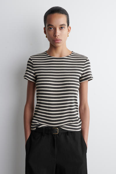 COS ストライプスリムリブ Tシャツ