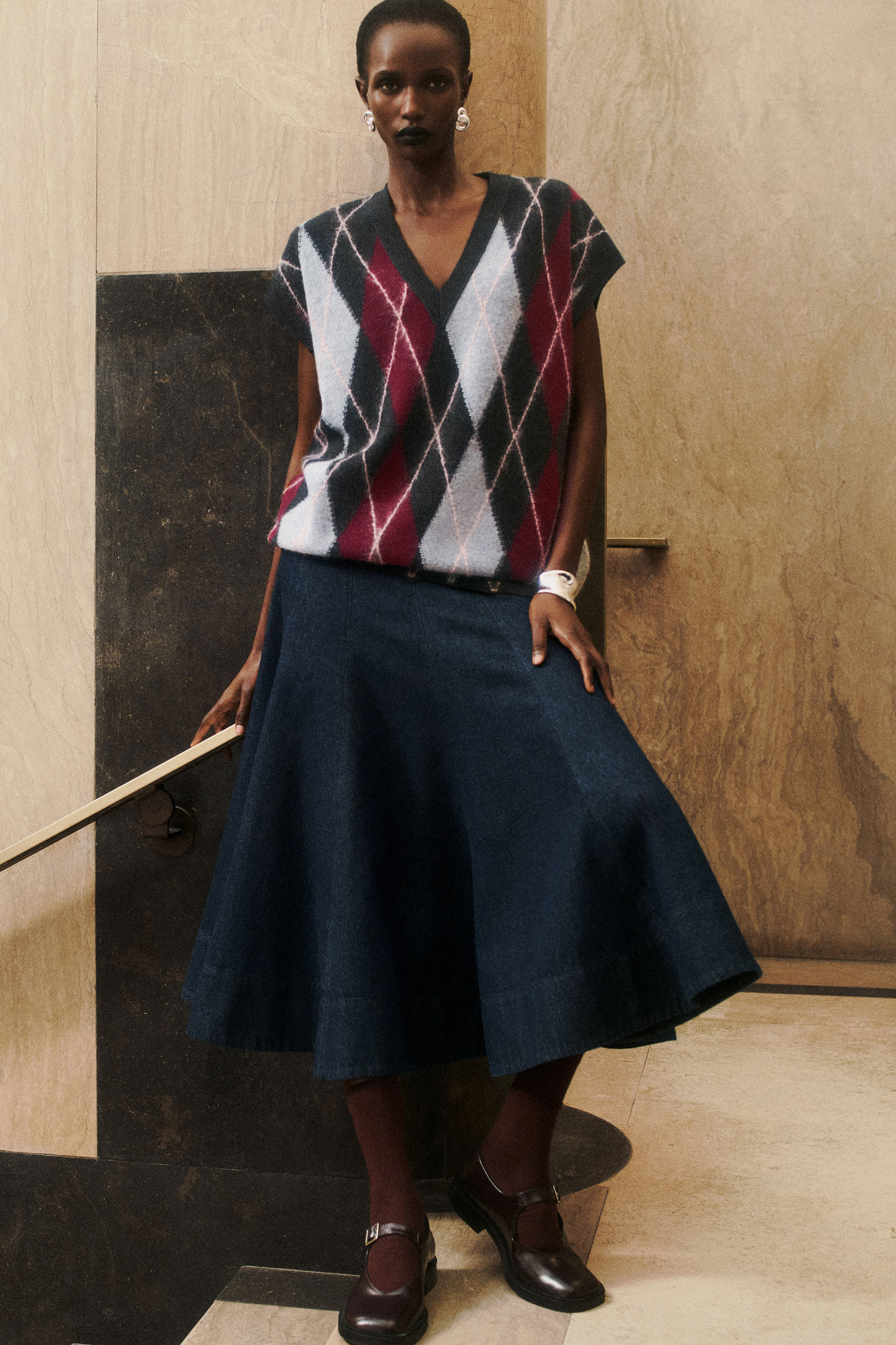 ARGYLE WOOL VEST アーガイルウールベスト GREY / ARGYLE|COS コス ARGYLE WOOL VEST アーガイルウールベスト GREY / ARGYLE|COS コス