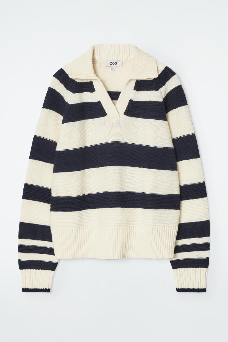 STRIPED WOOL POLO JUMPER ストライプウールポロセーター｜COS コス 