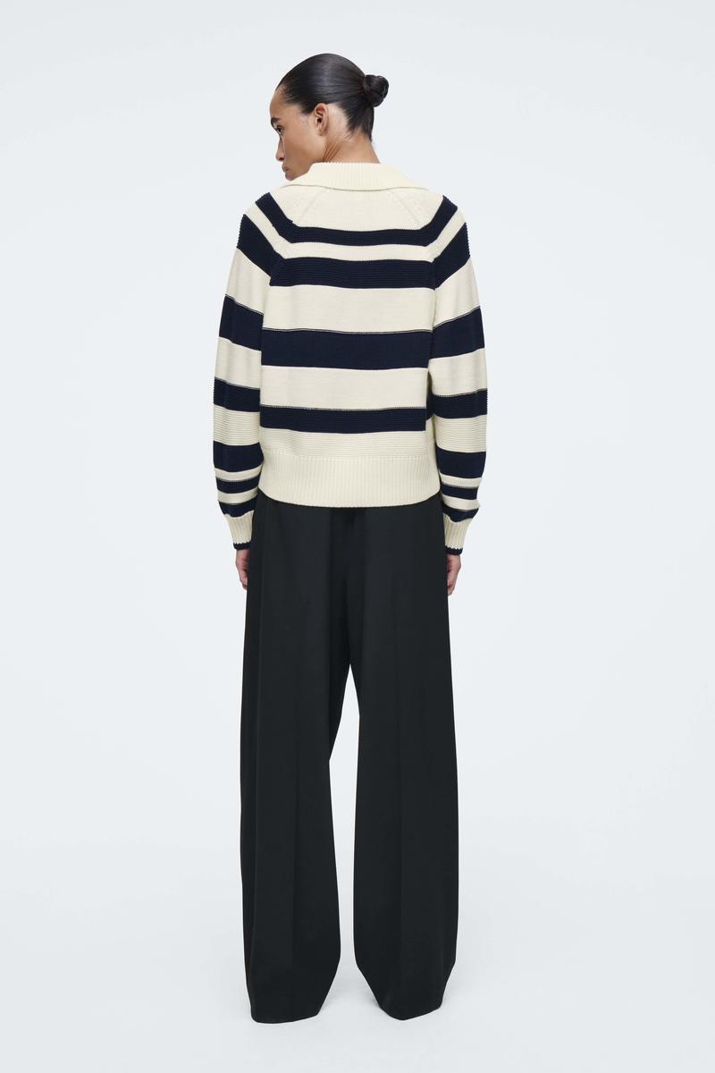 STRIPED WOOL POLO JUMPER ストライプウールポロセーター｜COS コス 
