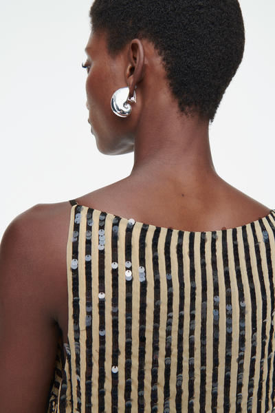 COS ストライプスパンコールスリップワンピース