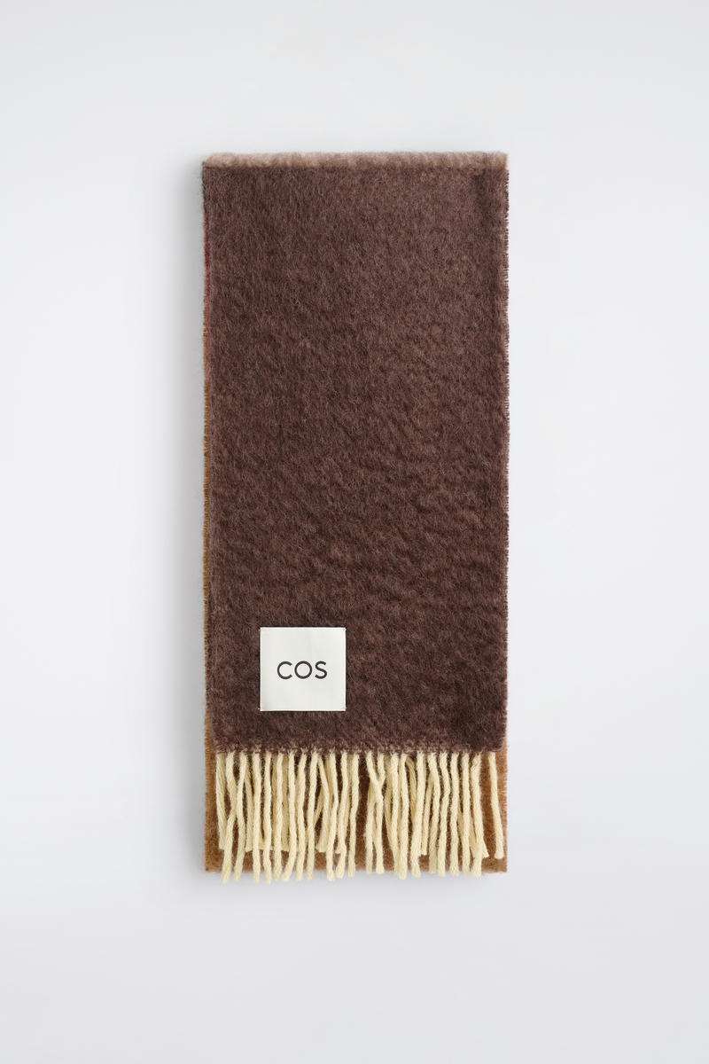 FRINGED MOHAIR SCARF フリンジモヘアマフラー BROWN / PINK / IVORY