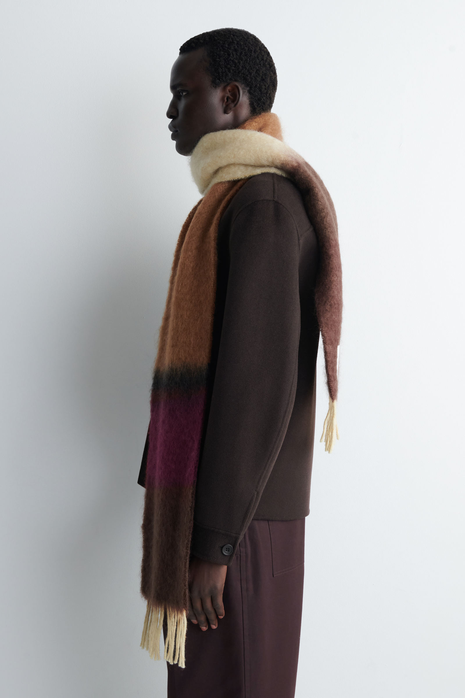 FRINGED MOHAIR SCARF フリンジモヘアマフラー ブラウン / ピンク