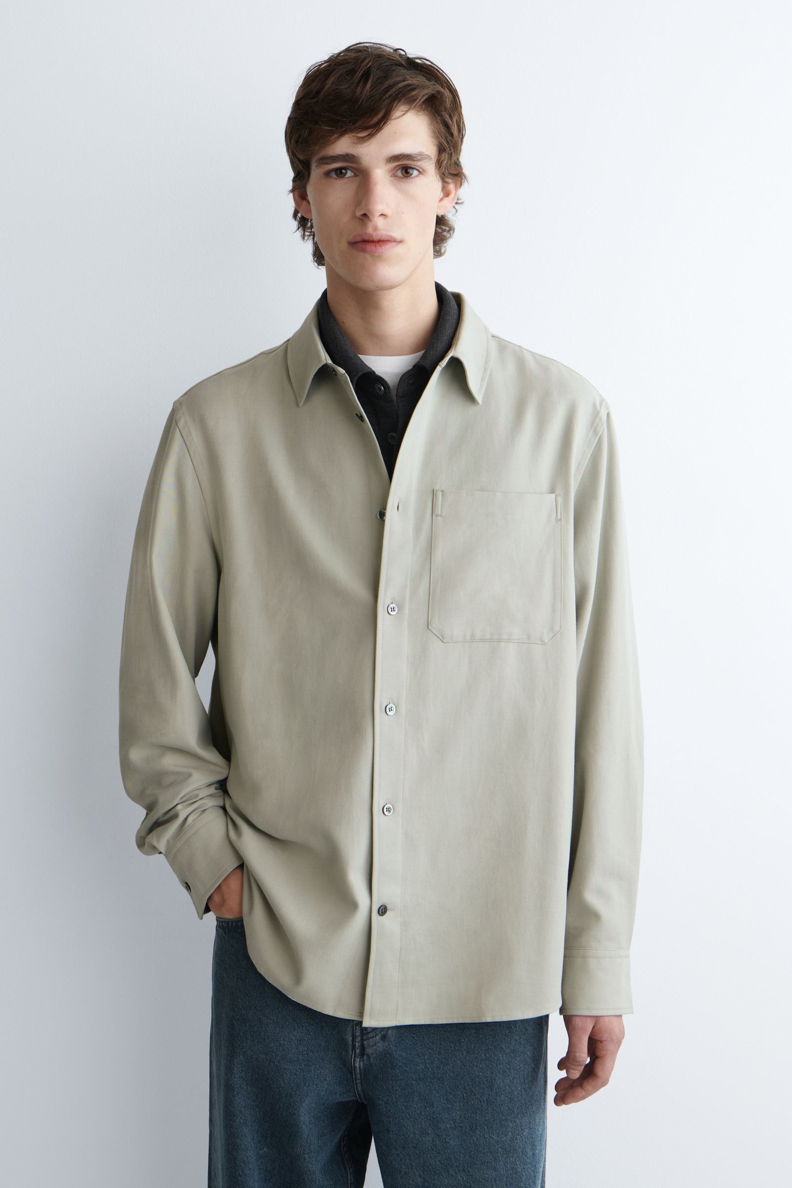 RELAXED BRUSHED COTTON-BLEND SHIRT オーバーサイズ ブラッシュド