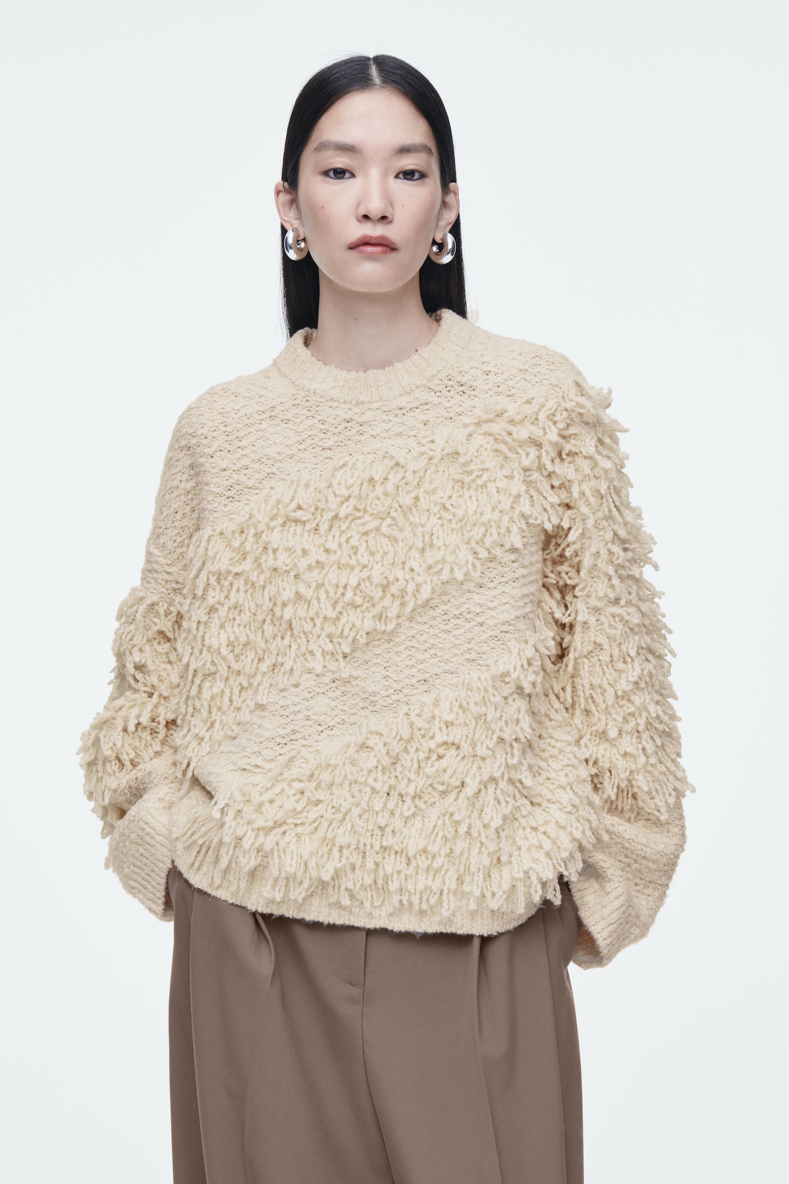 TEXTURED LOOP-KNIT WOOL JUMPER ループニットウールセーター エクリュ