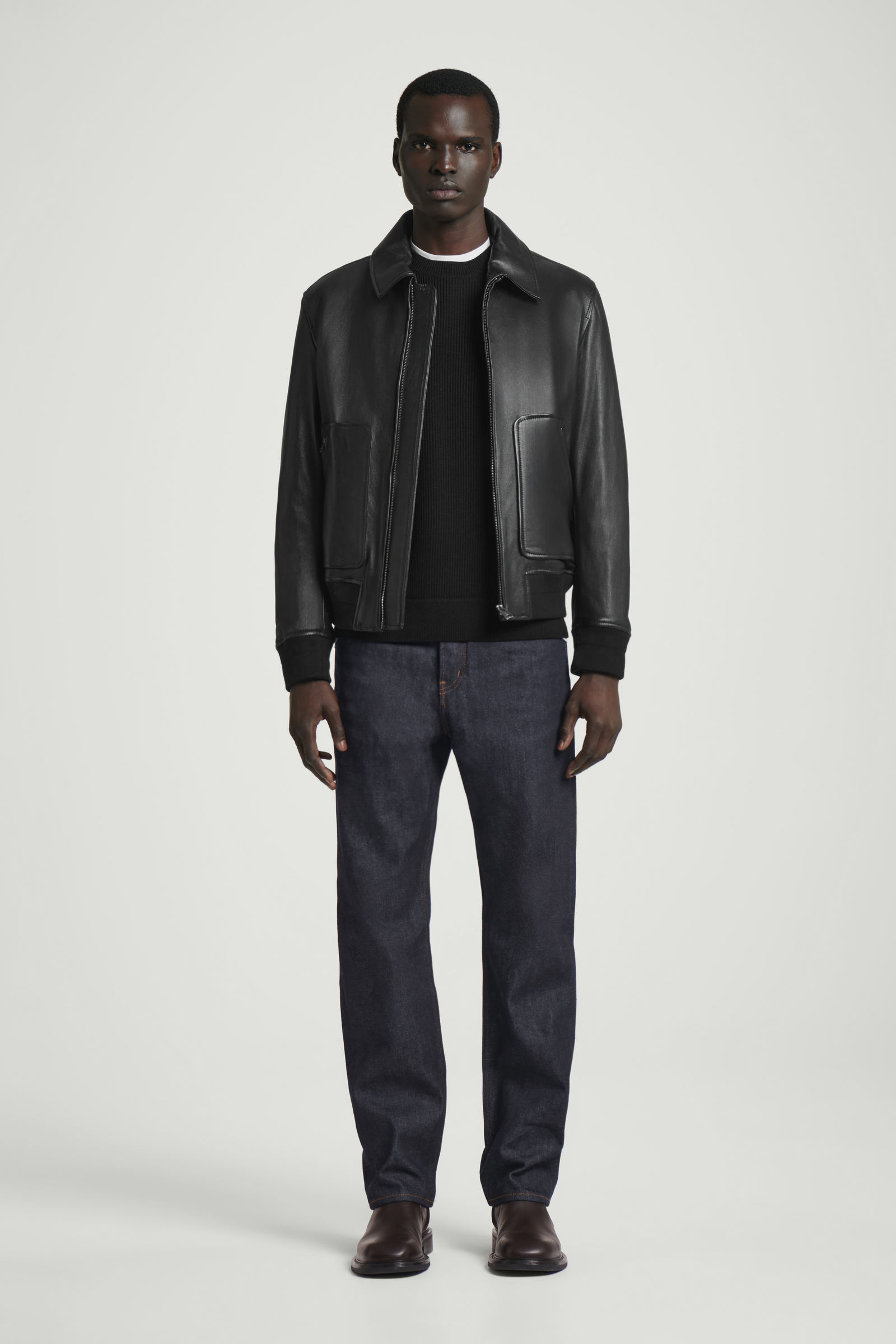 RIBBED MERINO WOOL JUMPER リブ編みメリノウールセーター ブラック