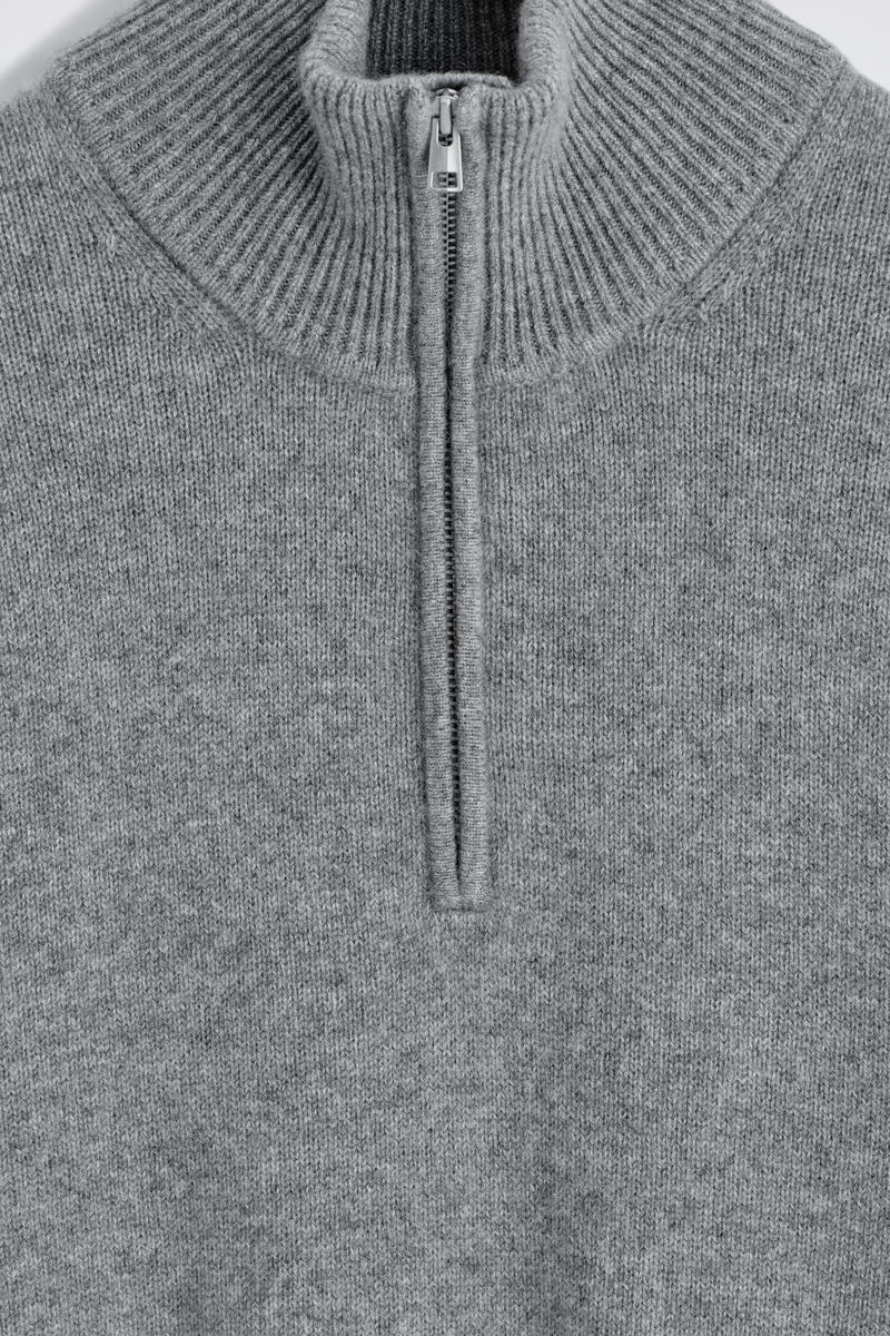 CASHMERE ZIP-UP JUMPER カシミヤジップアップセーター グレー｜COS