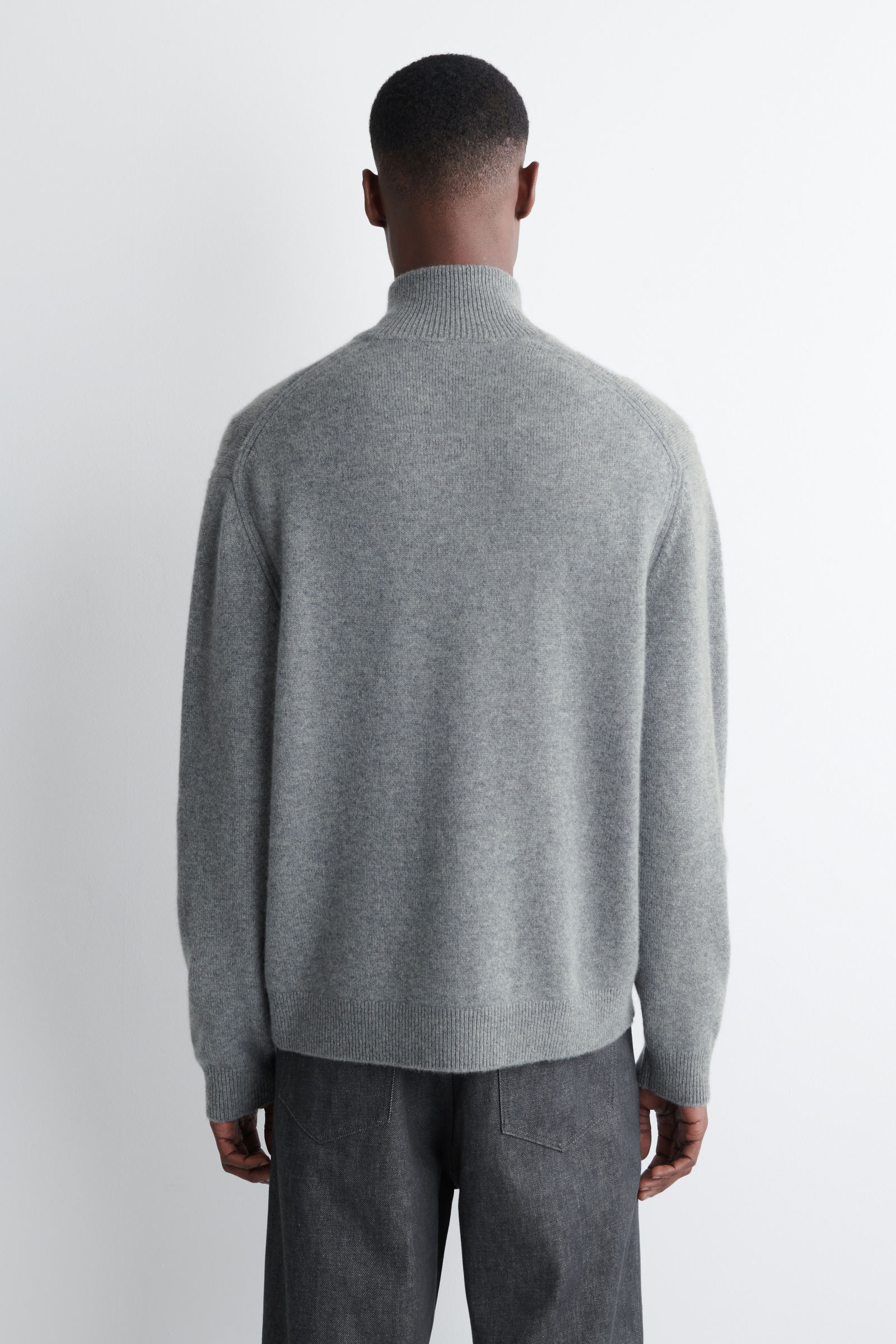 CASHMERE ZIP-UP JUMPER カシミヤジップアップセーター グレー｜COS