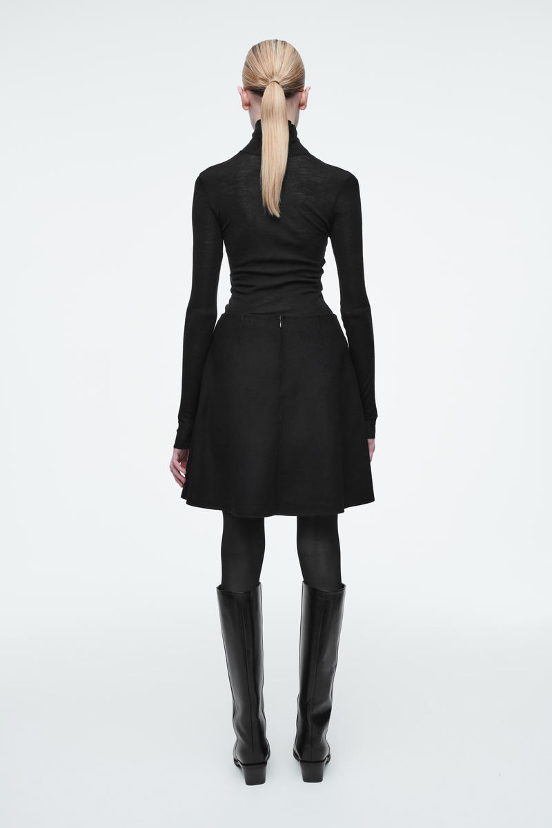 FOLD-DETAIL DOUBLE-FACED WOOL MINI SKIRT ダブルフェイスウールミニ