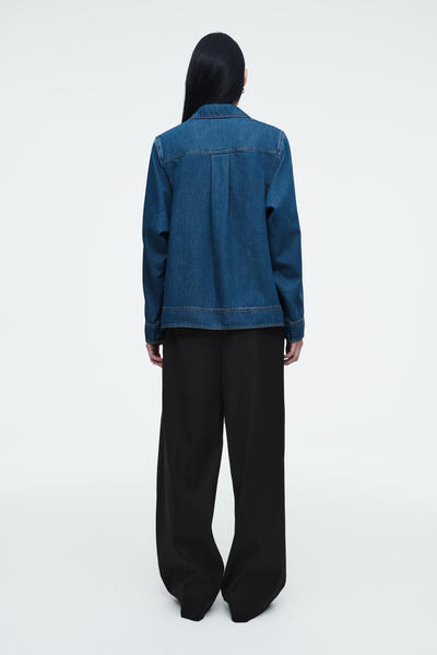 COS デニムハーフジップブラウス