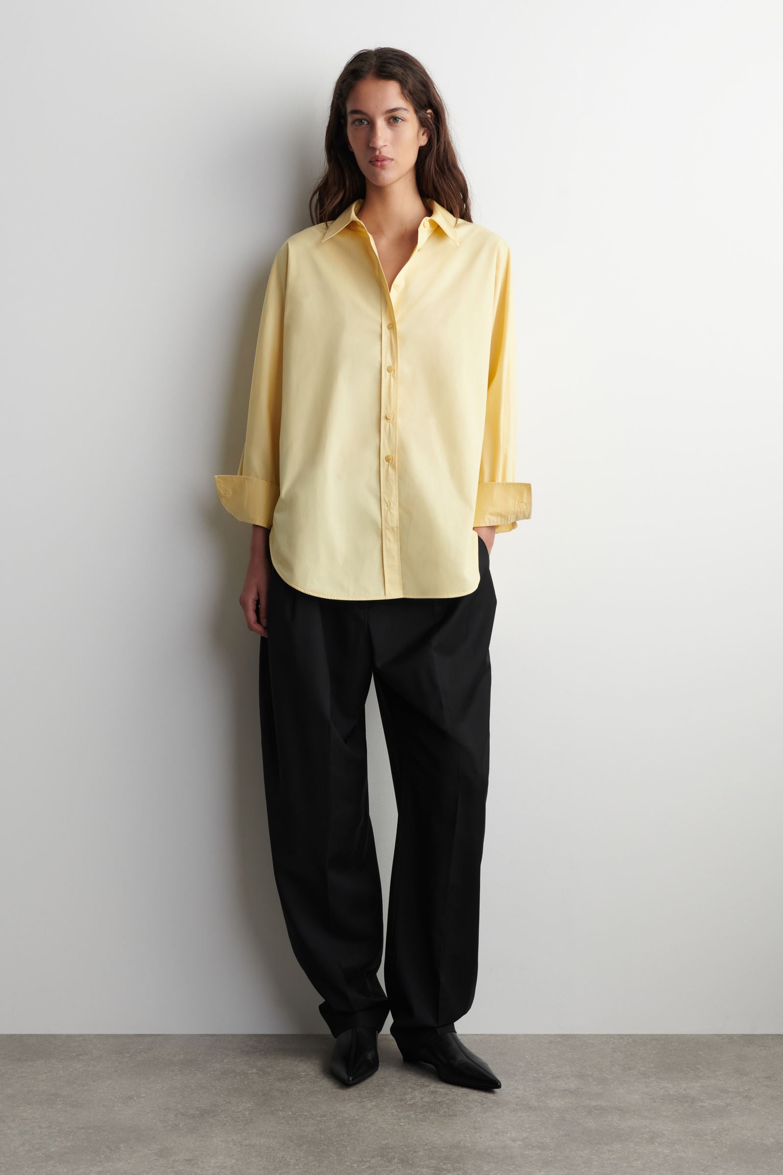RELAXED COTTON SHIRT リラックスフィット コットンシャツ イエロー 