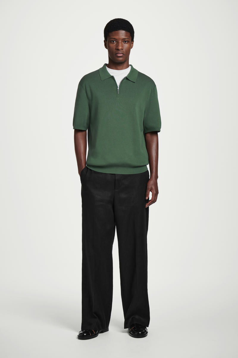 COS ハーフジップニットポロシャツ