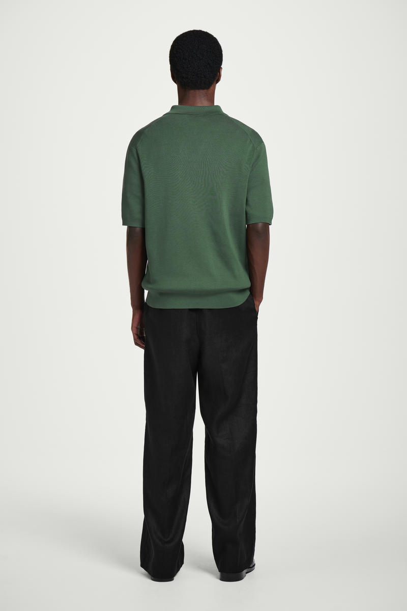 COS ハーフジップニットポロシャツ