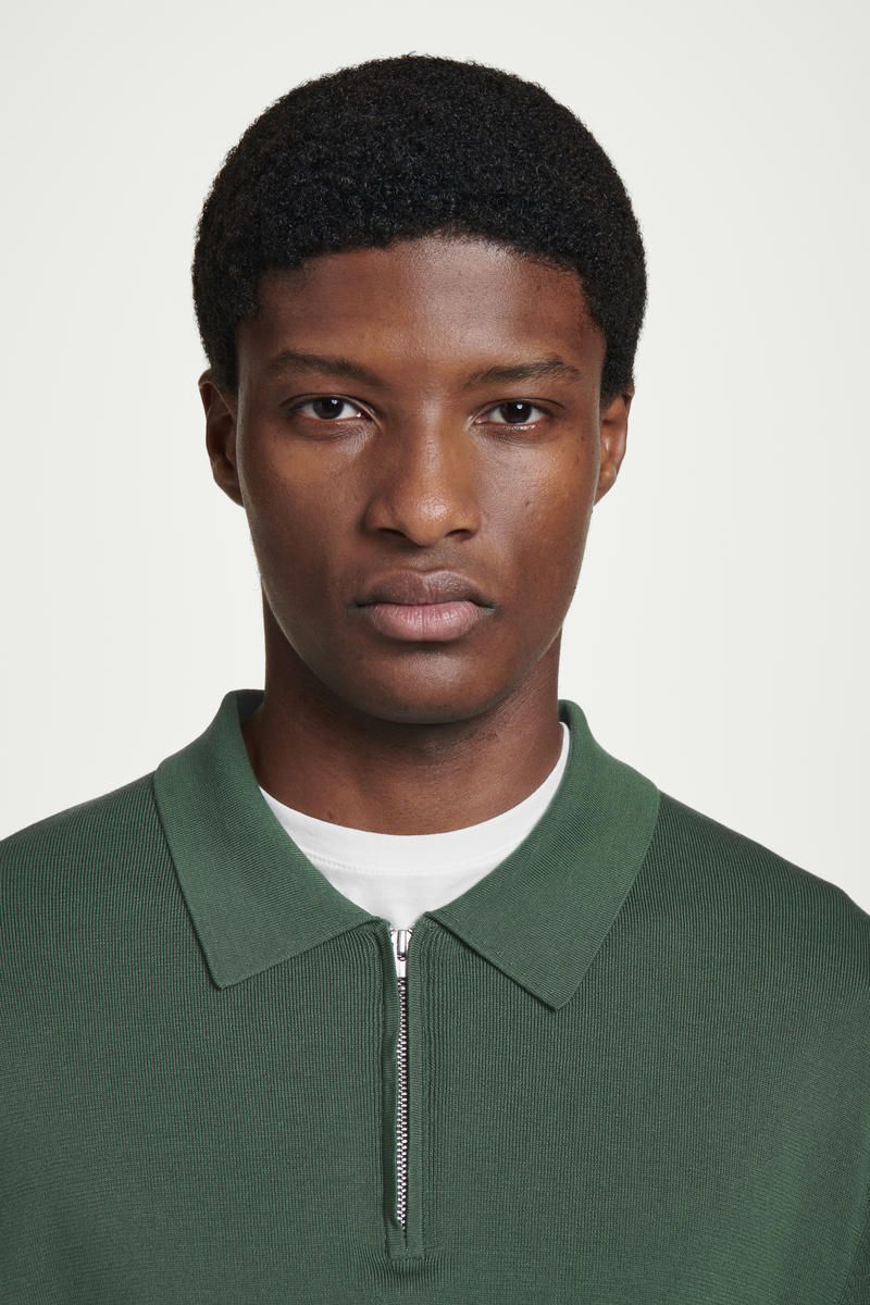 COS ハーフジップニットポロシャツ