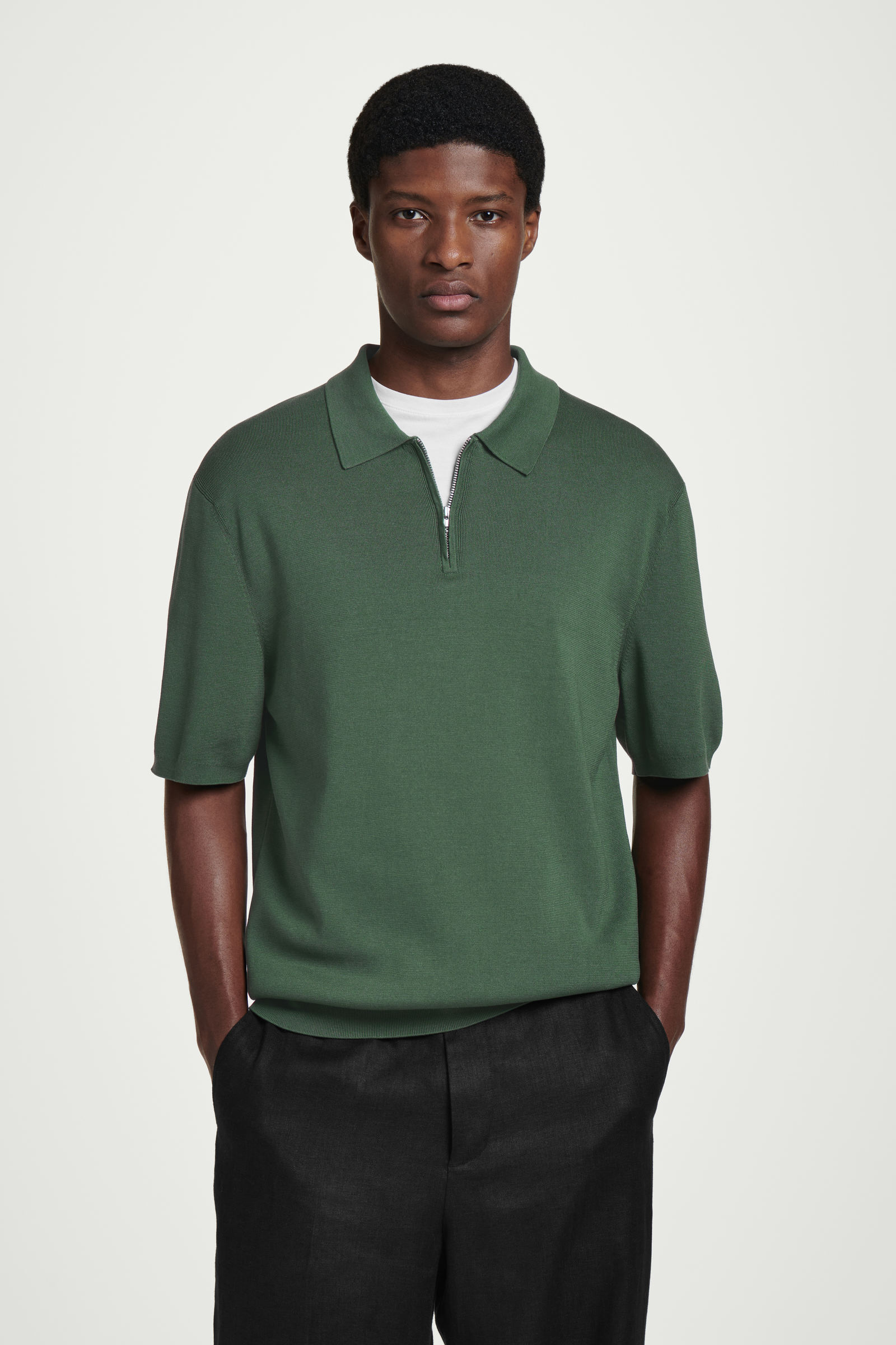 REGULAR KNITTED HALF-ZIP POLO SHIRT ハーフジップニットポロシャツ