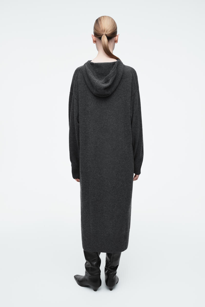 HOODED MERINO WOOL MAXI DRESS フード付きメリノウールマキシ 