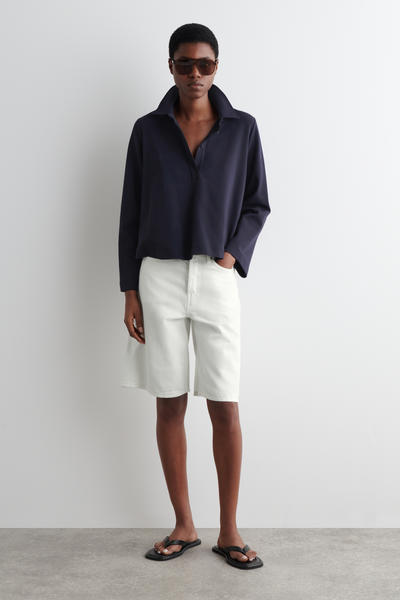 COS フレアコットンジャージーポロシャツ