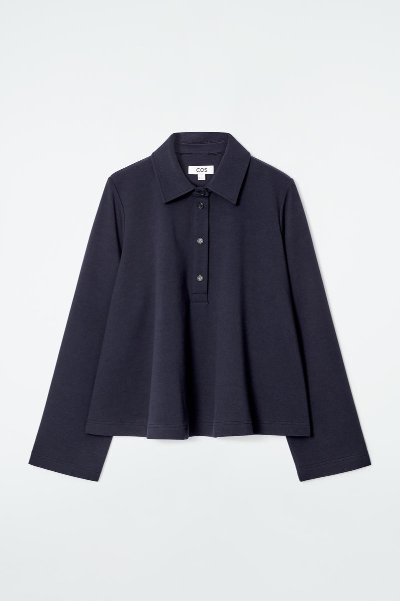 COS フレアコットンジャージーポロシャツ