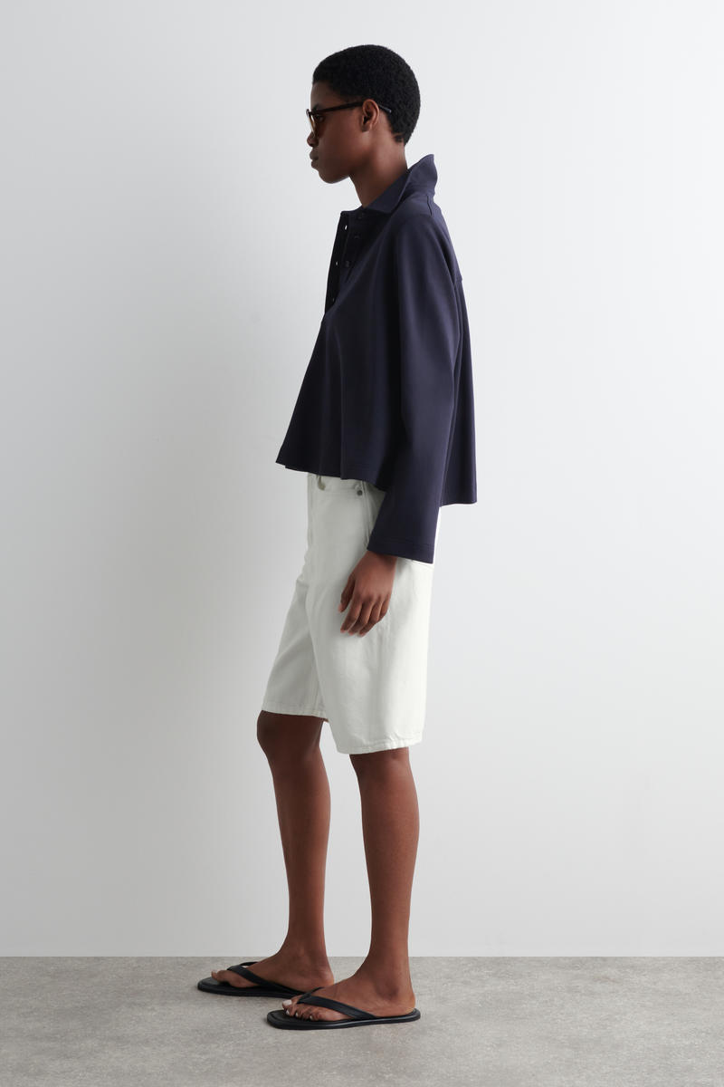 COS フレアコットンジャージーポロシャツ