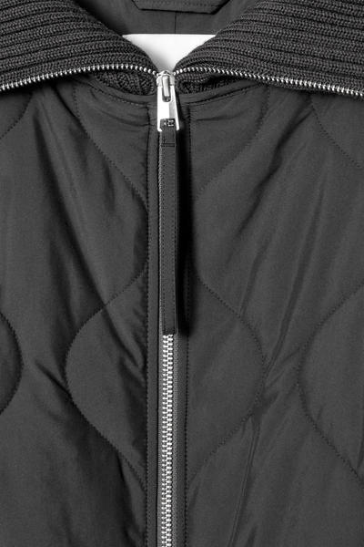 RIBBED-COLLAR QUILTED COAT リブカラーキルティングコート ブラック
