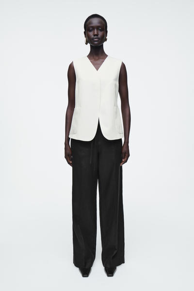 COS リネンブレンドラップフロントベスト