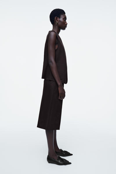 COS リネンブレンドラップフロントベスト