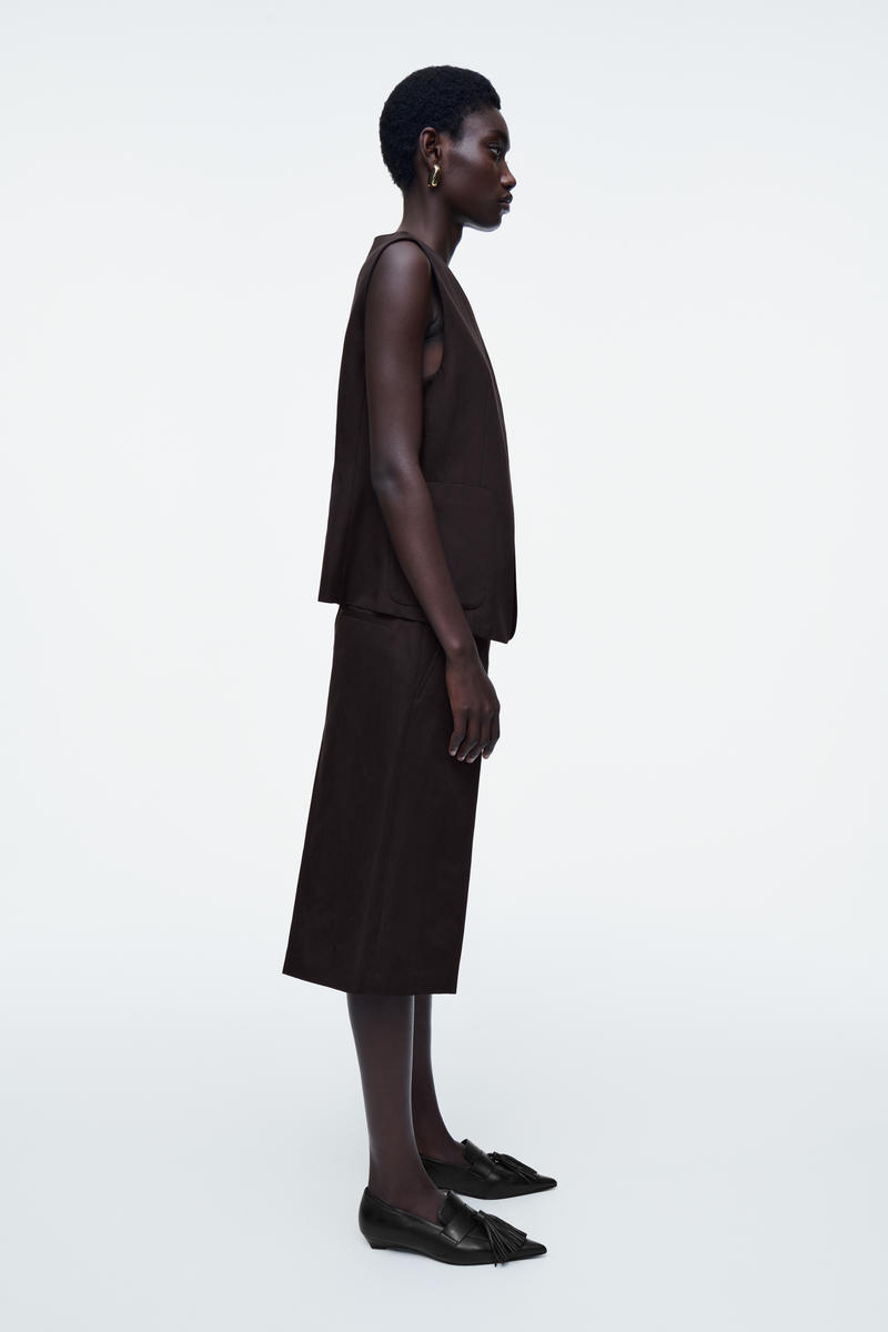 COS リネンブレンドラップフロントベスト