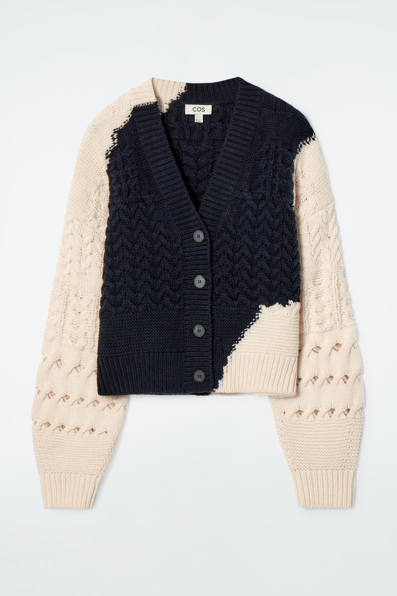ABSTRACT CABLE-KNIT MERINO WOOL CARDIGAN アブストラクト ケーブル
