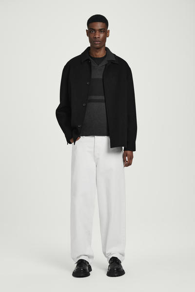 COS ストライプダブルフェイスニットポロシャツ