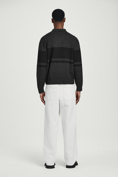 COS ストライプダブルフェイスニットポロシャツ