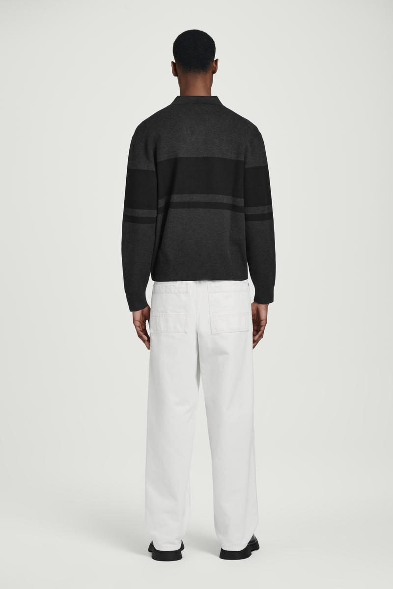 STRIPED DOUBLE-FACED KNITTED POLO SHIRT ストライプダブルフェイス