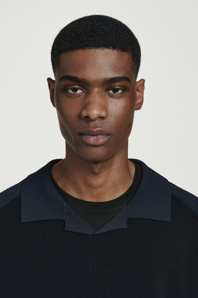 COS カラーブロックダブルフェイスポロシャツ