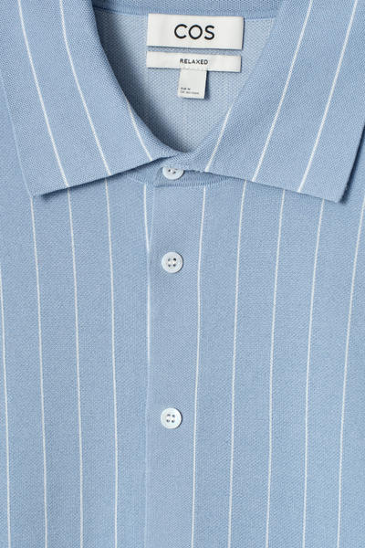 COS オーバーサイズ ストライプニットコットンシャツ