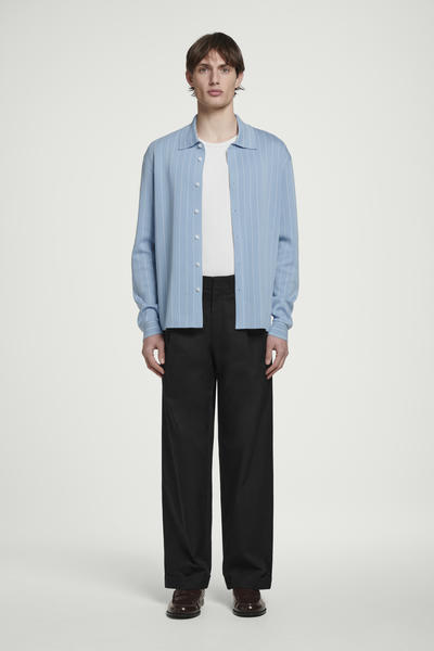 COS オーバーサイズ ストライプニットコットンシャツ