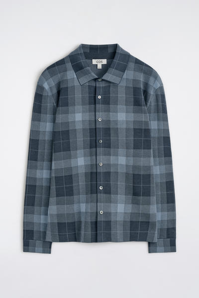 COS  ストライプ柄 ニットコットンリラックスシャツ