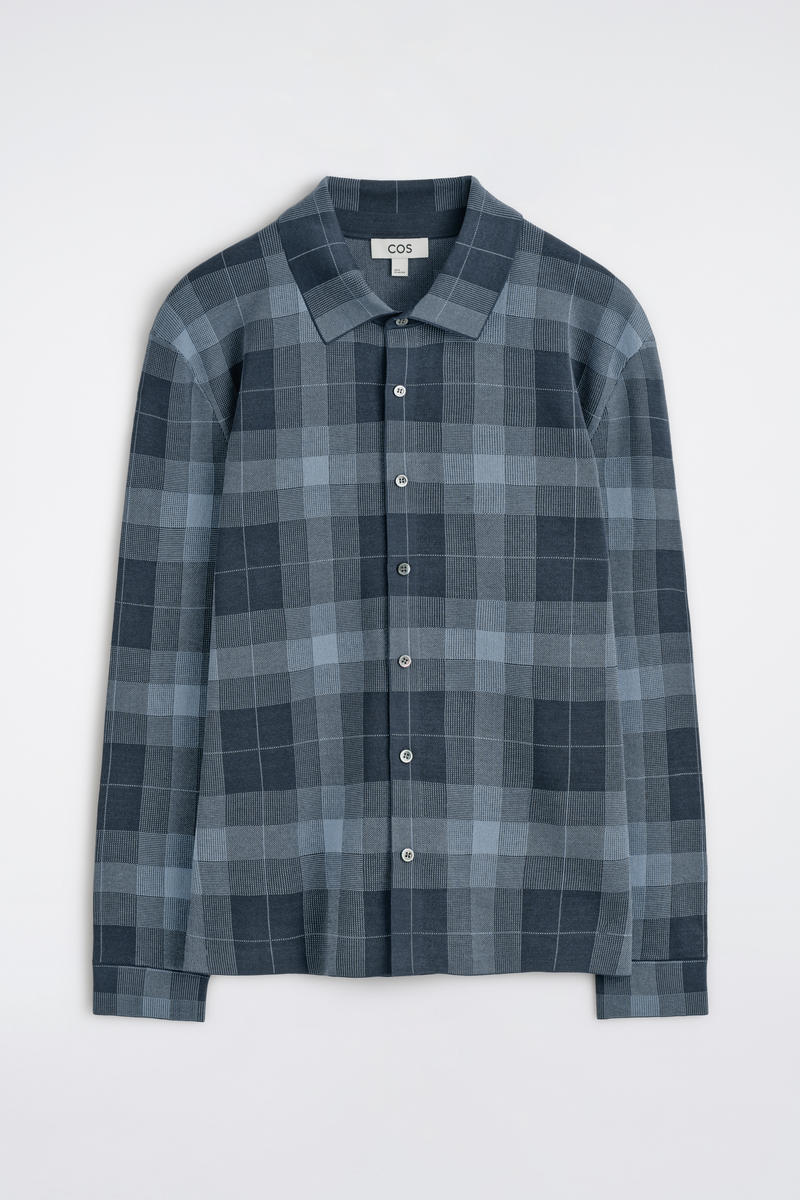 COS  ストライプ柄 ニットコットンリラックスシャツ