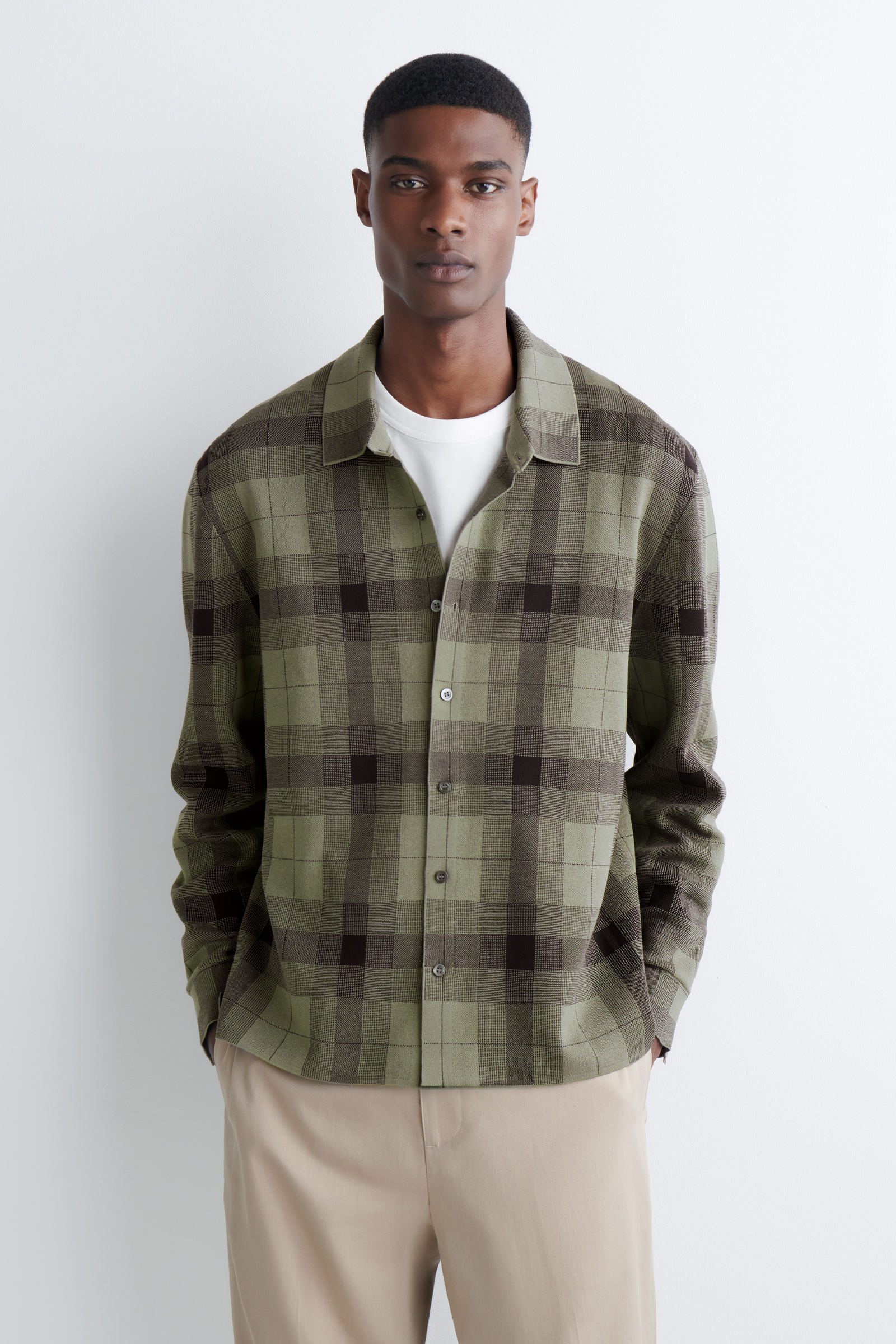 RELAXED STRIPED KNITTED COTTON SHIRT ストライプ柄 ニットコットン
