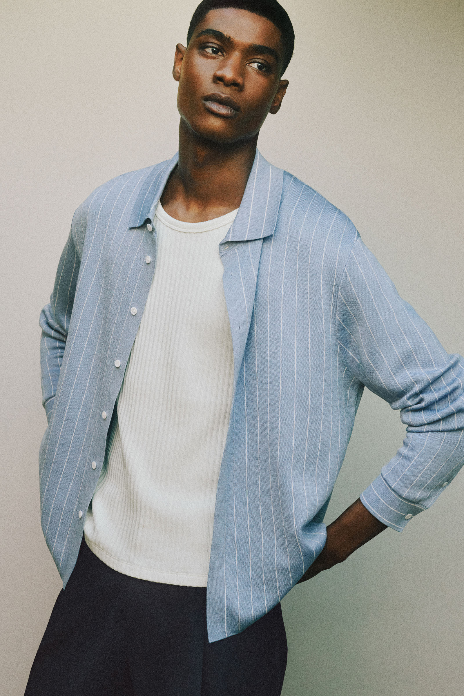 RELAXED STRIPED KNITTED COTTON SHIRT オーバーサイズ ストライプ