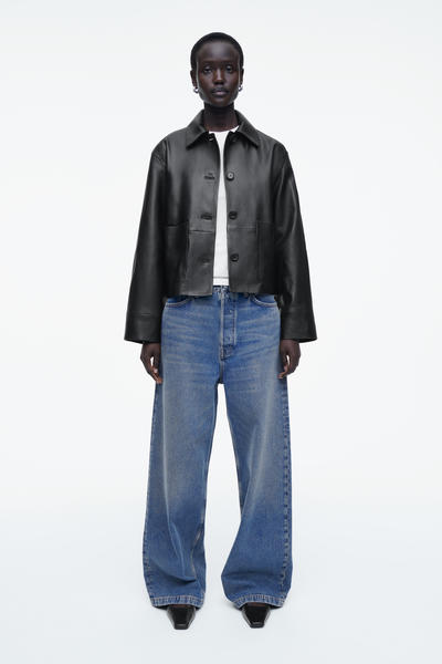 COS ボクシーカラーレザージャケット