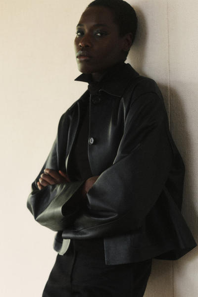 COS ボクシーカラーレザージャケット