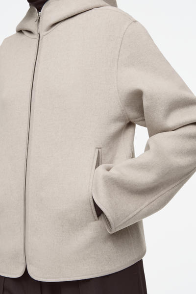COS フード付きダブルフェイスウールジャケット